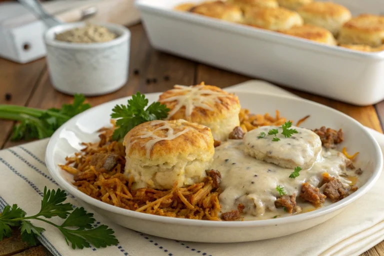 Biscuits & Gravy Hashbrown Casserole