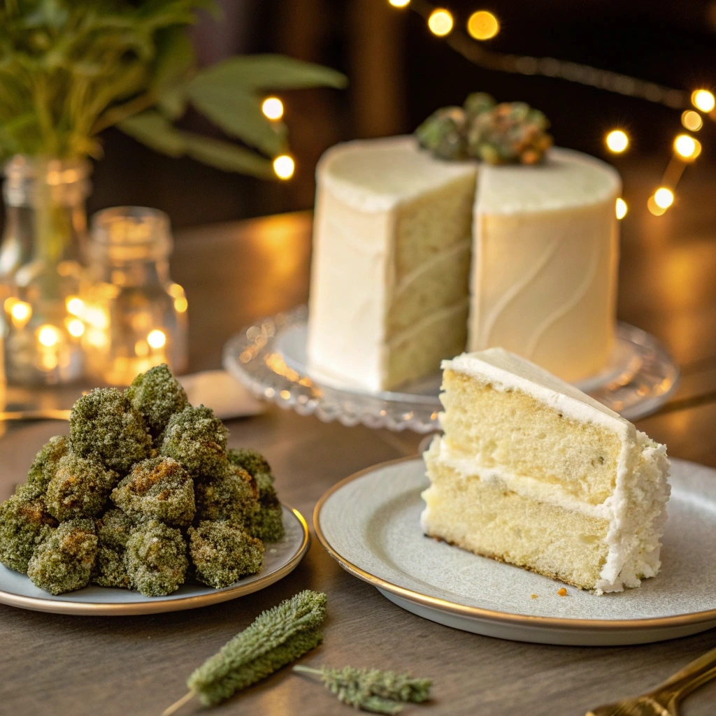 Wedding Cake strain's frosty buds