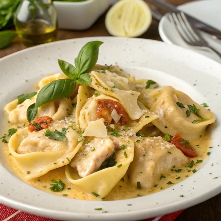 Preparing delicious chicken tortellini filling