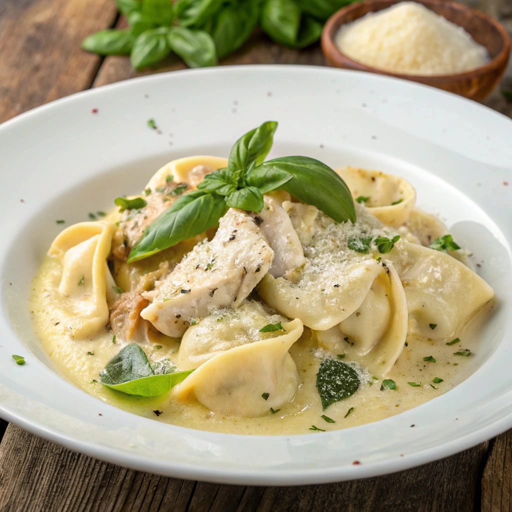 Cooking homemade chicken tortellini