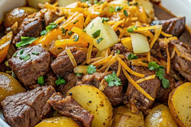 Crockpot Loaded Steak and Potato Bake