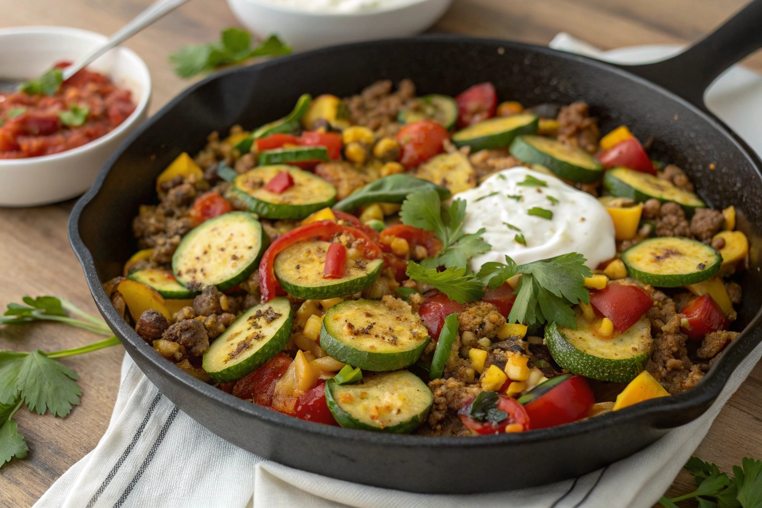 One-Pan Taco Zucchini Skillet