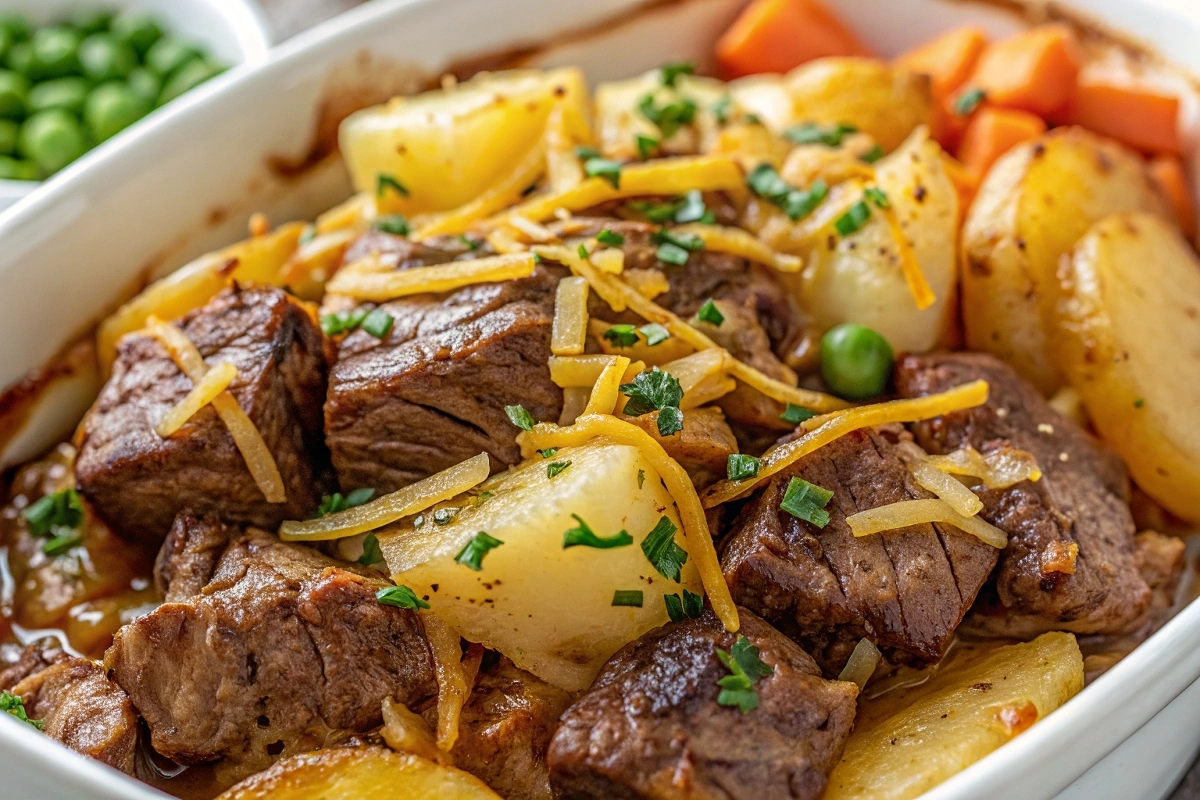 Crockpot Loaded Steak and Potato Bake