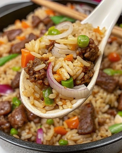 Onion Beef Fried Rice Recipe