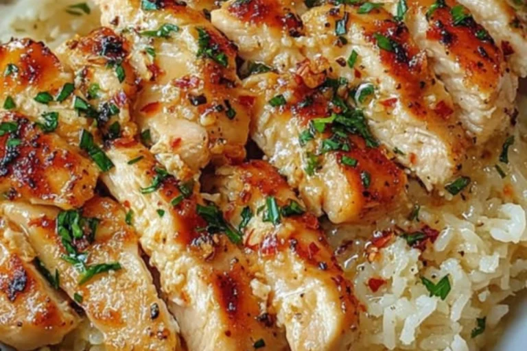 Chicken Scampi with Garlic Parmesan Rice
