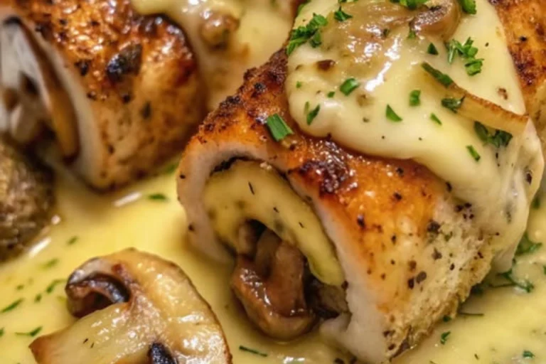 Cheesy Garlic Butter Mushroom Stuffed Chicken