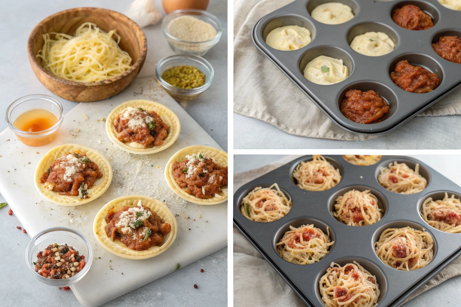 Bolognese Spaghetti Bake Muffin Cups