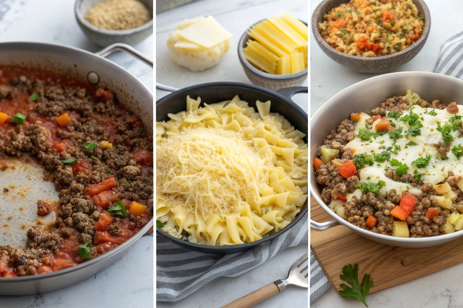 Cheesy Beef Lasagna Skillet