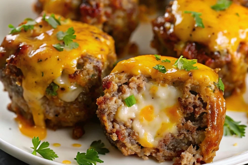 Cheesy Stuffed Meatloaf Bites