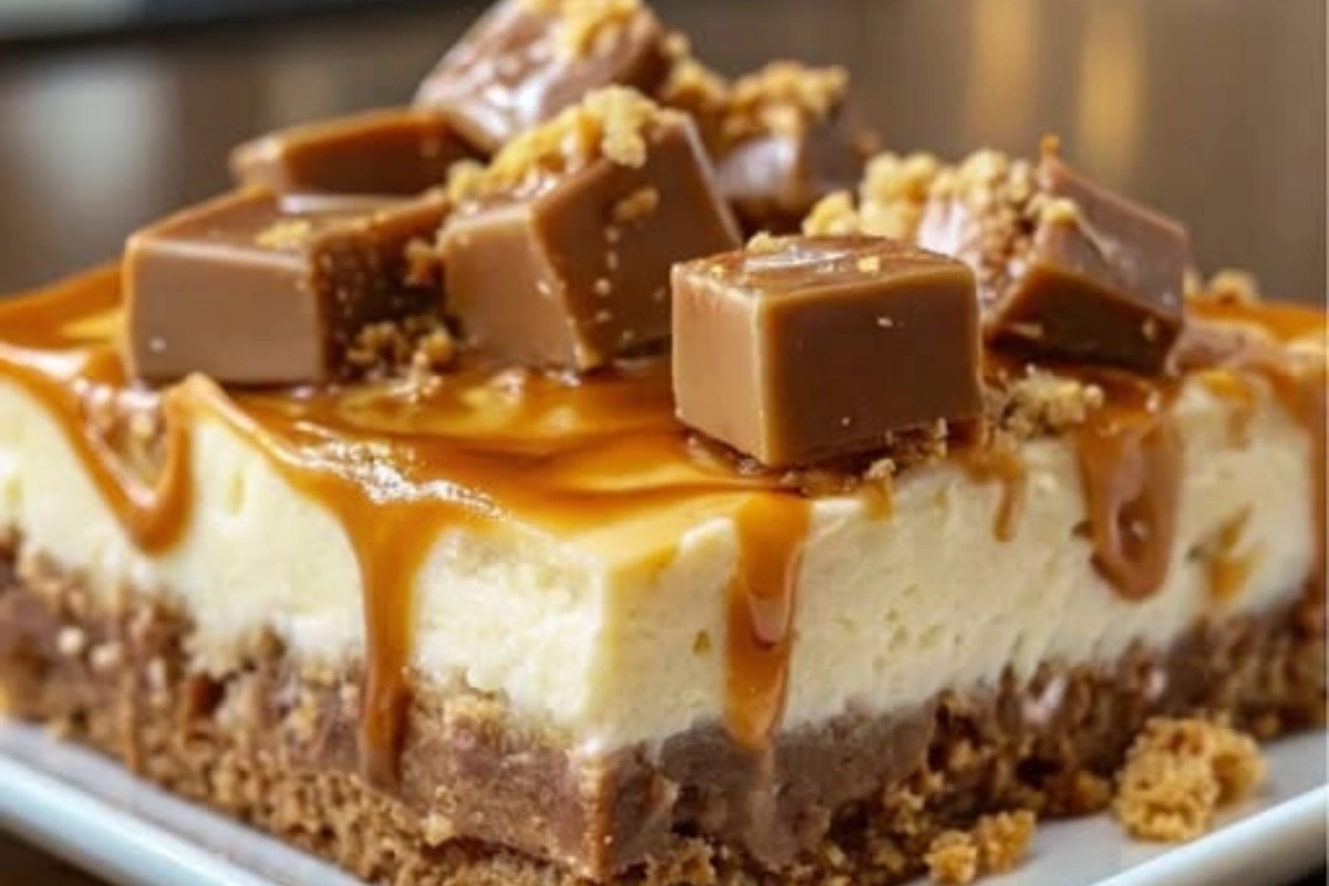 Butterfinger Caramel Cheesecake Bars