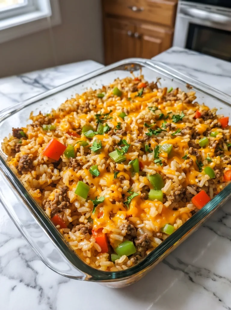 Cheesy Beef Rice Casserole