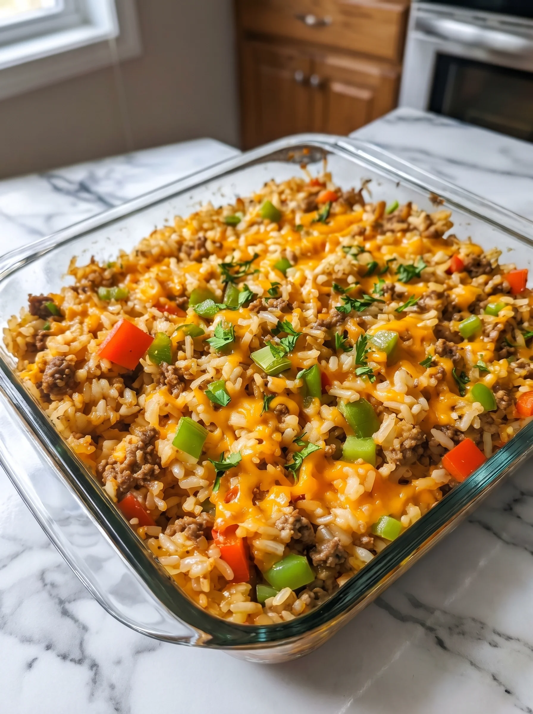Cheesy Beef Rice Casserole