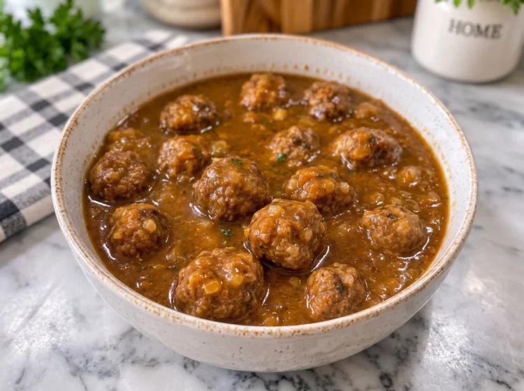 Salisbury Steak Meatballs with Rich Onion Gravy