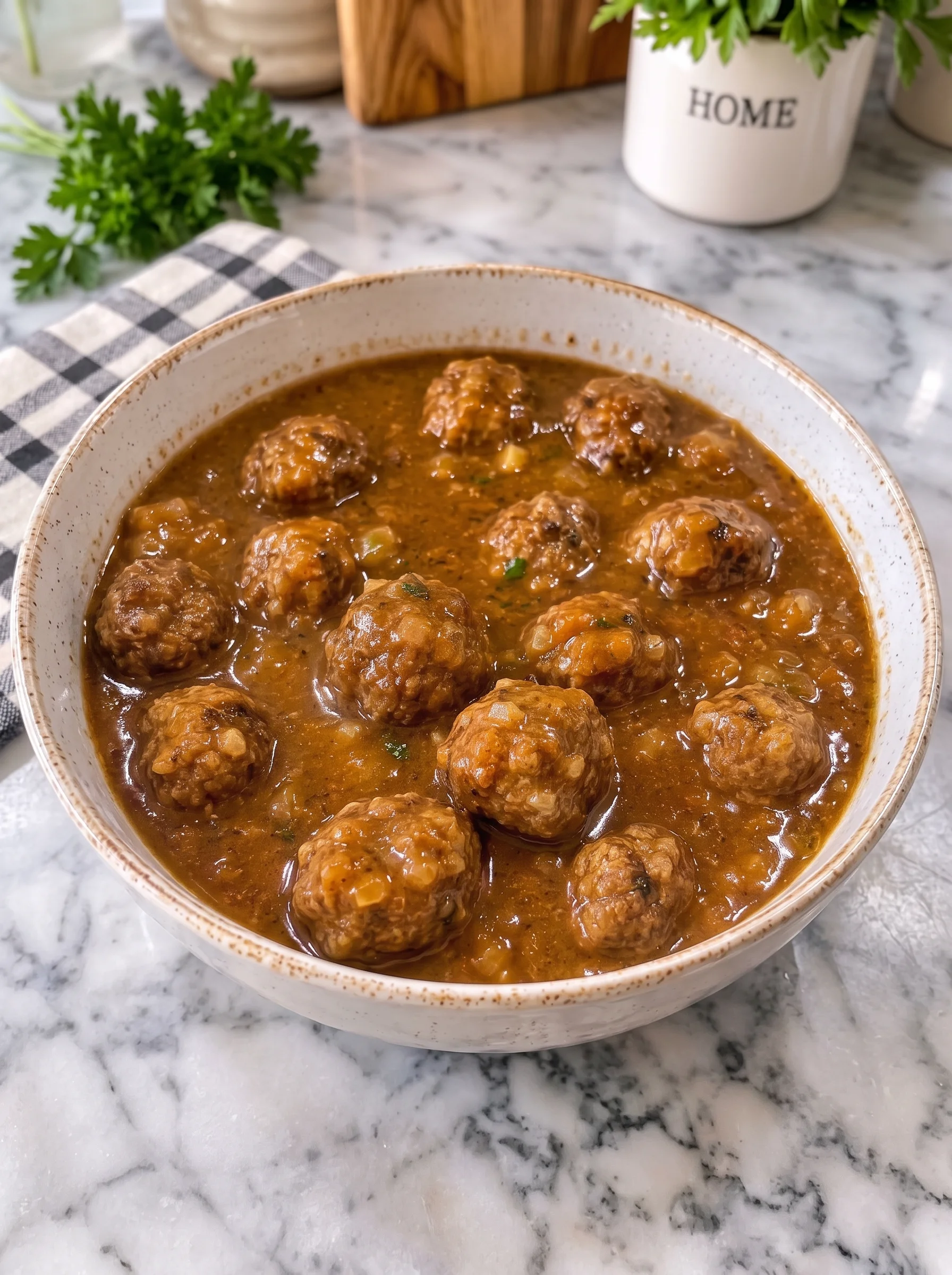 Salisbury Steak Meatballs with Rich Onion Gravy