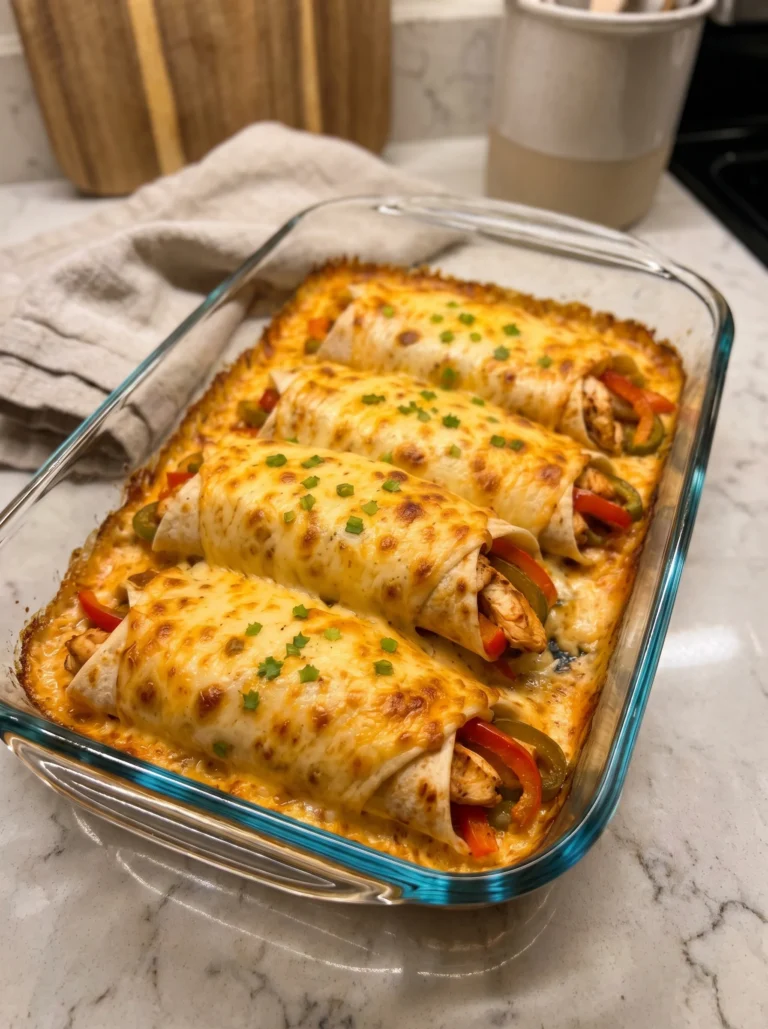 Cheesy Chicken Fajita Enchilada Bake