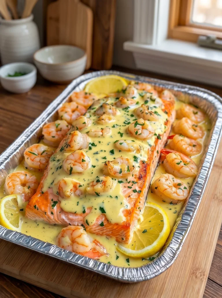 Creamy Garlic Butter Salmon with Shrimp