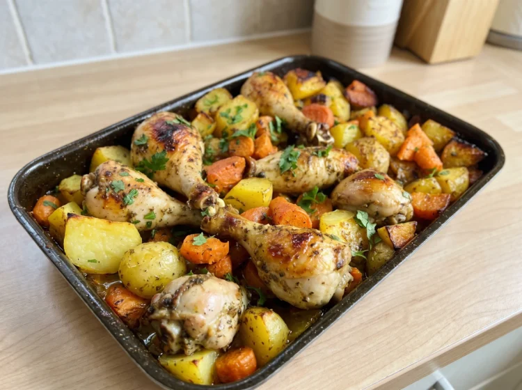 Garlic Herb Roasted Chicken Drumsticks with Potatoes