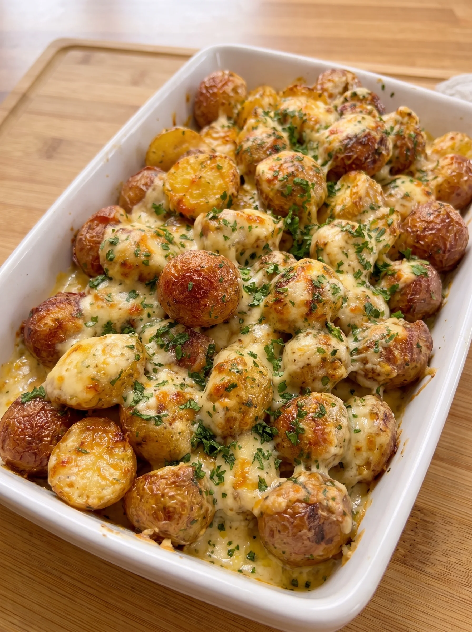 Cheesy Garlic Chicken Roasted Potatoes