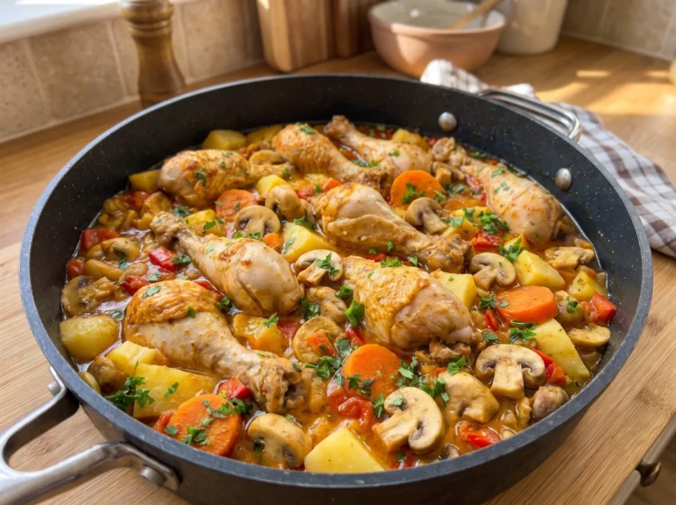 One-Pot Chicken Drumsticks with Potatoes Mushrooms