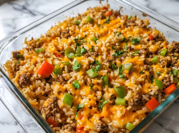 Cheesy Beef Rice Casserole