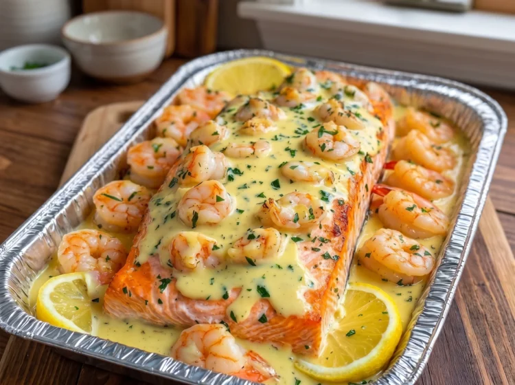 Creamy Garlic Butter Salmon with Shrimp