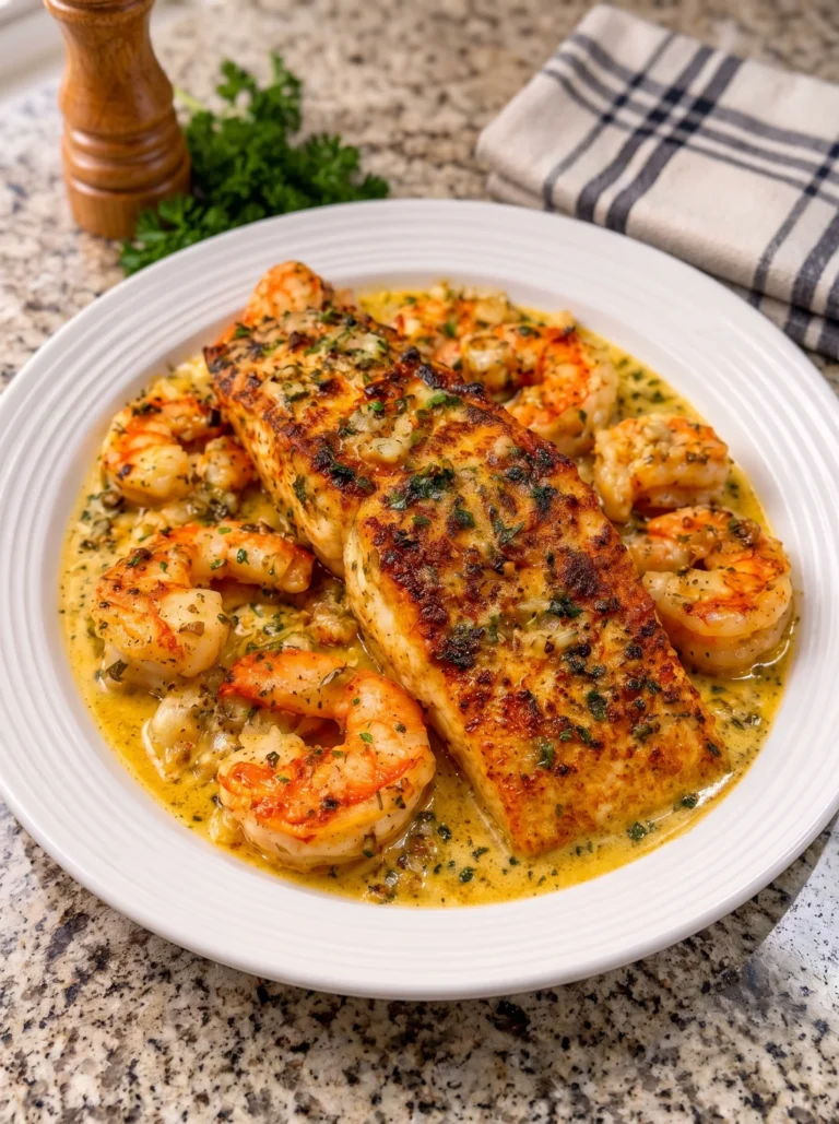 Creamy Garlic Butter Salmon Shrimp