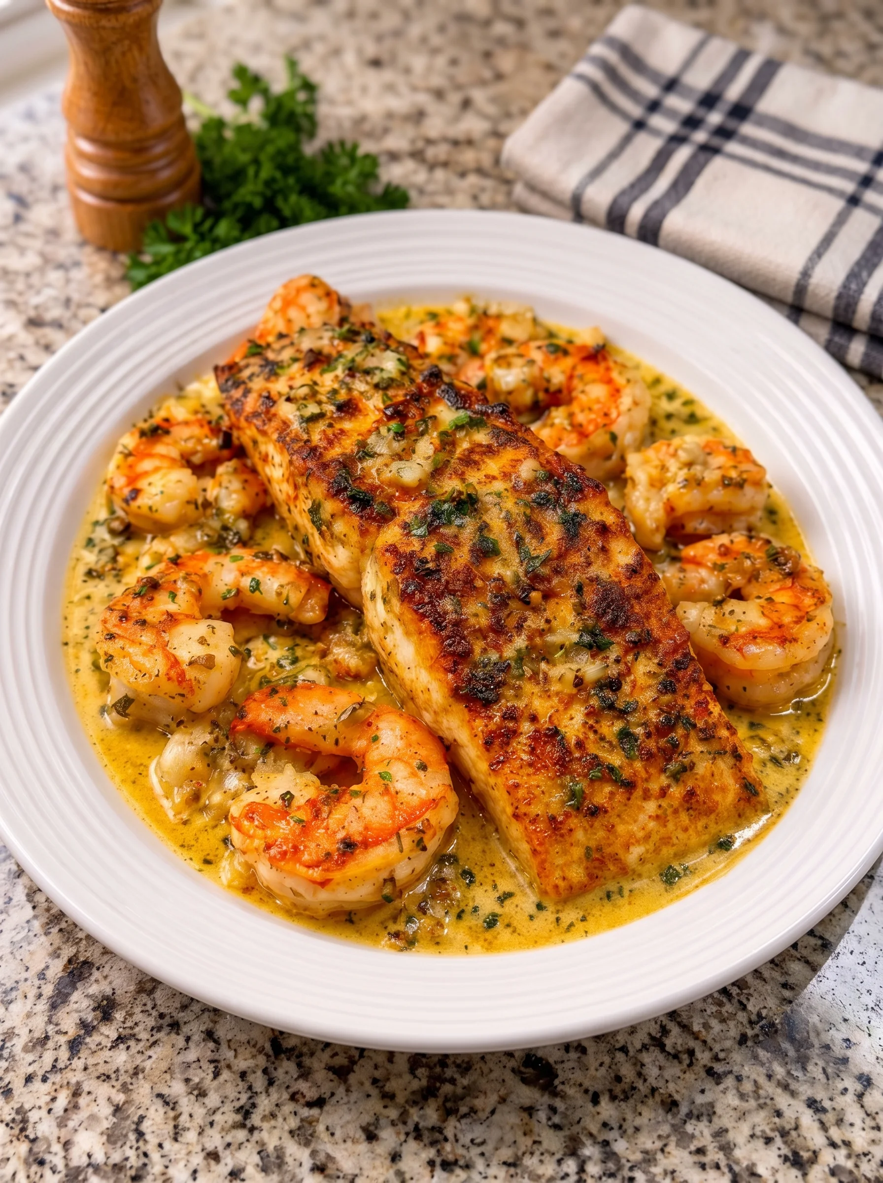 Creamy Garlic Butter Salmon Shrimp