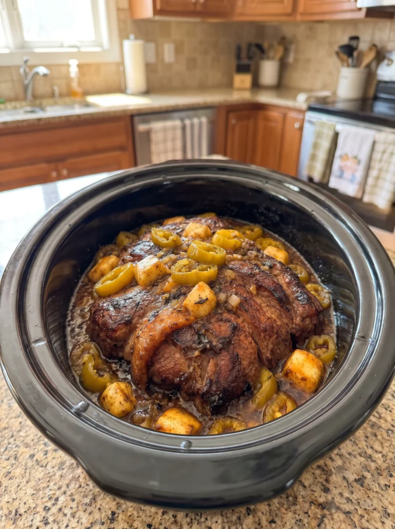 Slow Cooker Mississippi Pot Roast with Pepperoncini