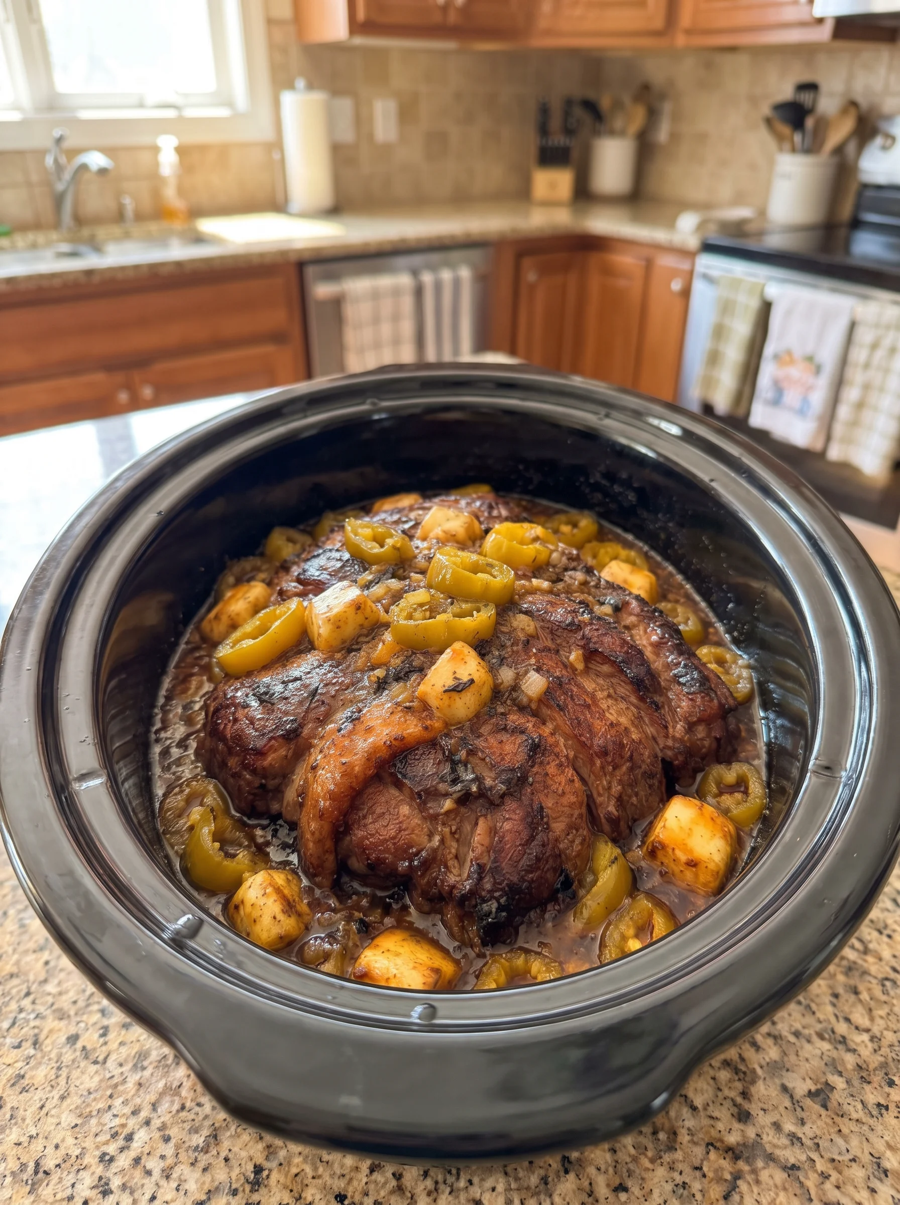 Slow Cooker Mississippi Pot Roast with Pepperoncini