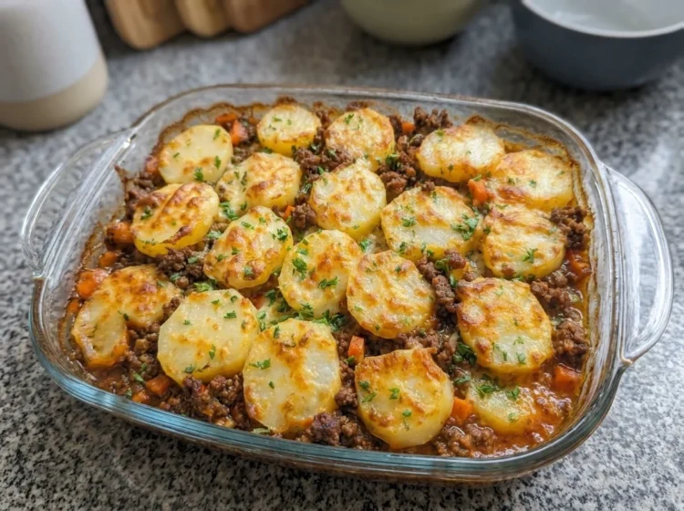 Cheesy Ground Beef Potato Bake Casserole