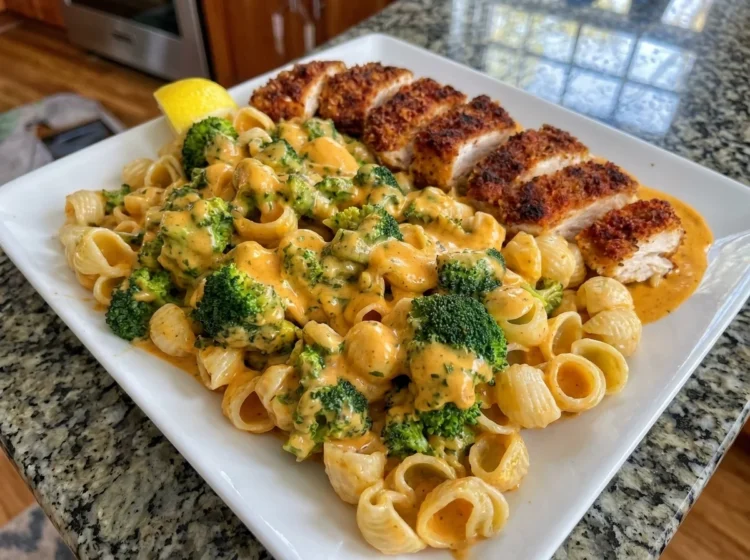 Crispy Cajun Chicken with Creamy Cheddar Broccoli Shells