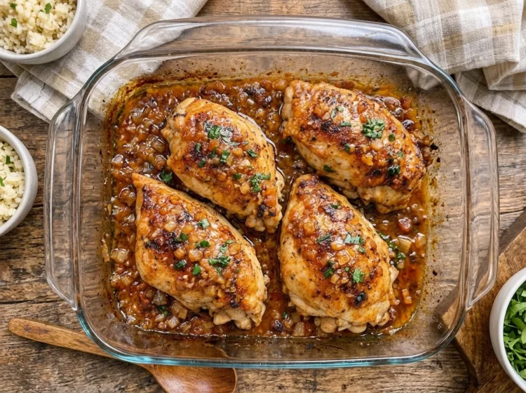 Oven-Baked Garlic Butter Chicken Breasts in Rich Savory Gravy