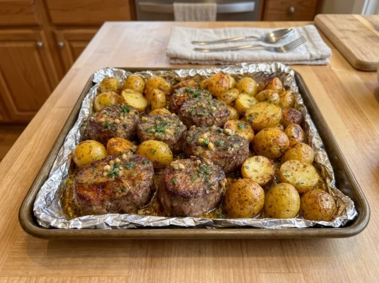 Garlic Butter Steak Bites with Roasted Baby Potatoes
