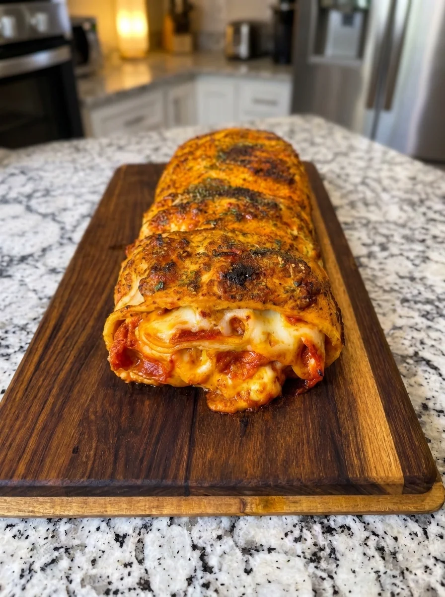 Cheesy Beef Pepperoni Stromboli