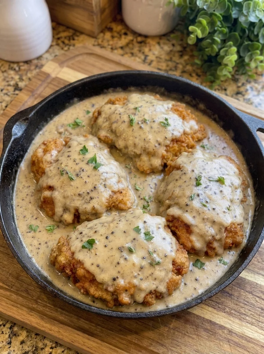 Crispy Country-Style Chicken with Creamy Pepper Gravy