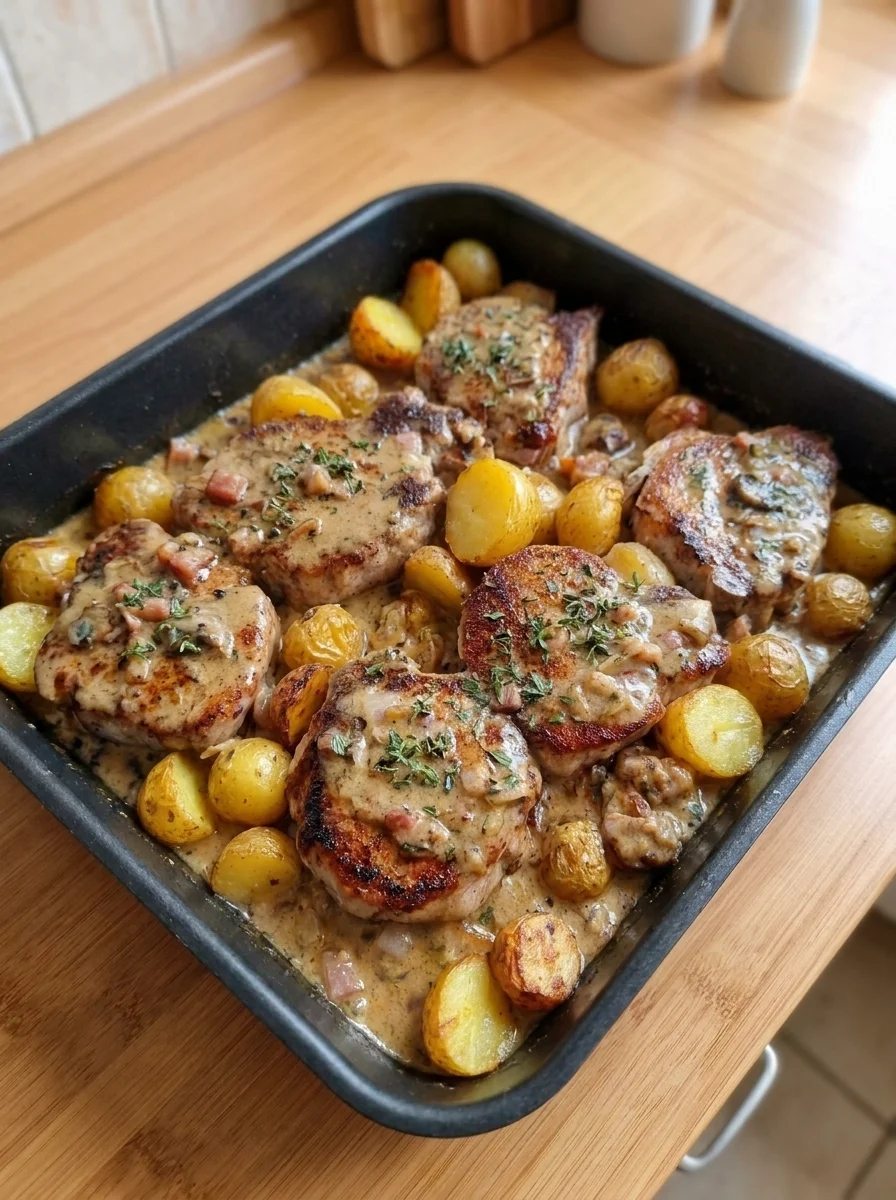 Creamy Garlic Butter Chicken with Golden Baby Potatoes