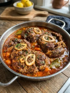 Slow-Braised Beef Shanks with Rich Tomato Gravy Fresh Herbs
