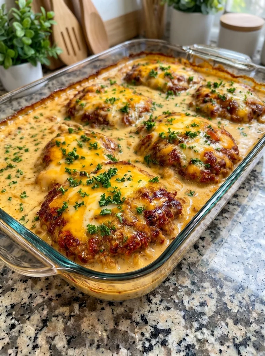 Creamy Garlic Butter Cheddar Baked Chicken