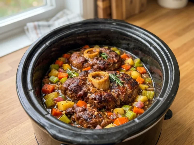 Slow Cooker Garlic Herb Beef Osso Buco with Tender Vegetables