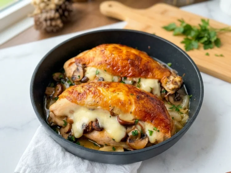 Creamy Mushroom-Stuffed Chicken Breast with Garlic Parmesan Sauce