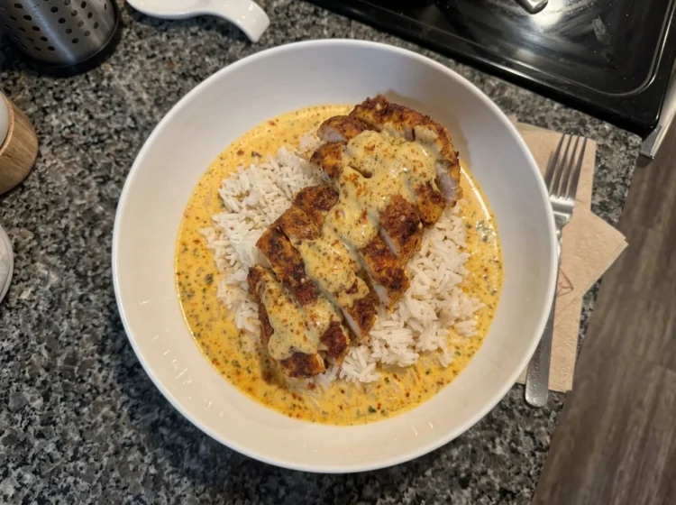 Creamy Garlic Parmesan Chicken over Fluffy White Rice