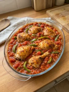 Oven-Baked Chicken with Rustic Tomato Sauce Bell Peppers