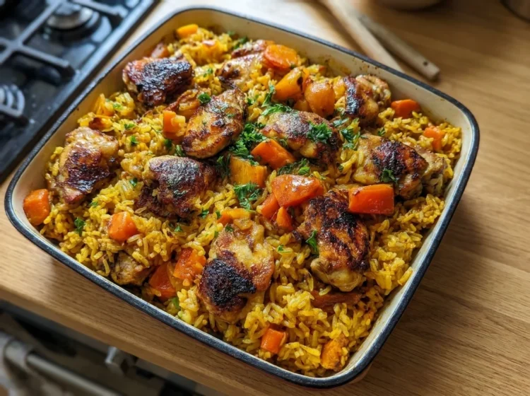 Golden Garlic Butter Chicken with Spiced Rice
