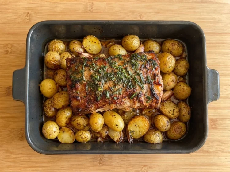 Garlic Butter Herb-Crusted Roast Beef with Golden Baby Potatoes