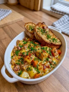 Creamy Cheesy Beef and Potato Casserole with Carrots