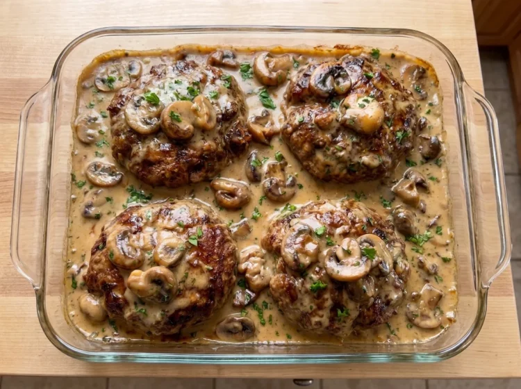 Creamy Mushroom Salisbury Steak Bake