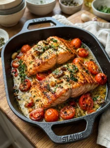 Creamy Garlic Butter Salmon with Cherry Tomatoes