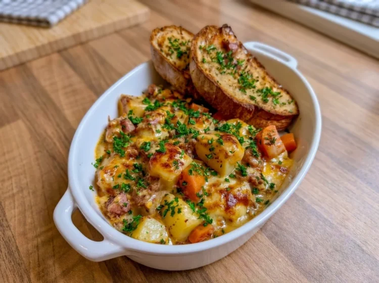 Creamy Cheesy Beef and Potato Casserole with Carrots