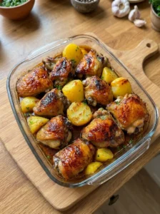 Golden Honey Garlic Chicken Roasted Potatoes