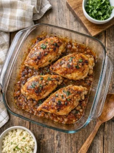 Oven-Baked Garlic Butter Chicken Breasts in Rich Savory Gravy